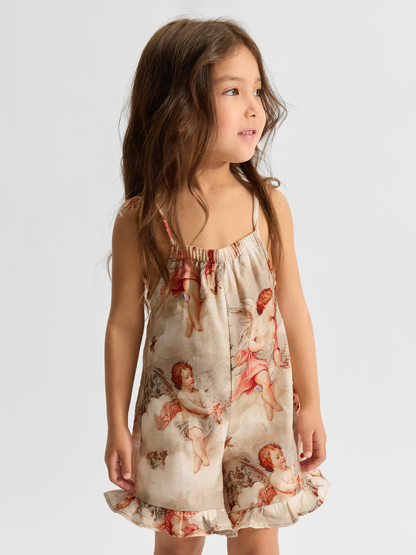 Изображение товара Комбинезон Happy Baby для девочки Летний песочник с рюшей и бретелями