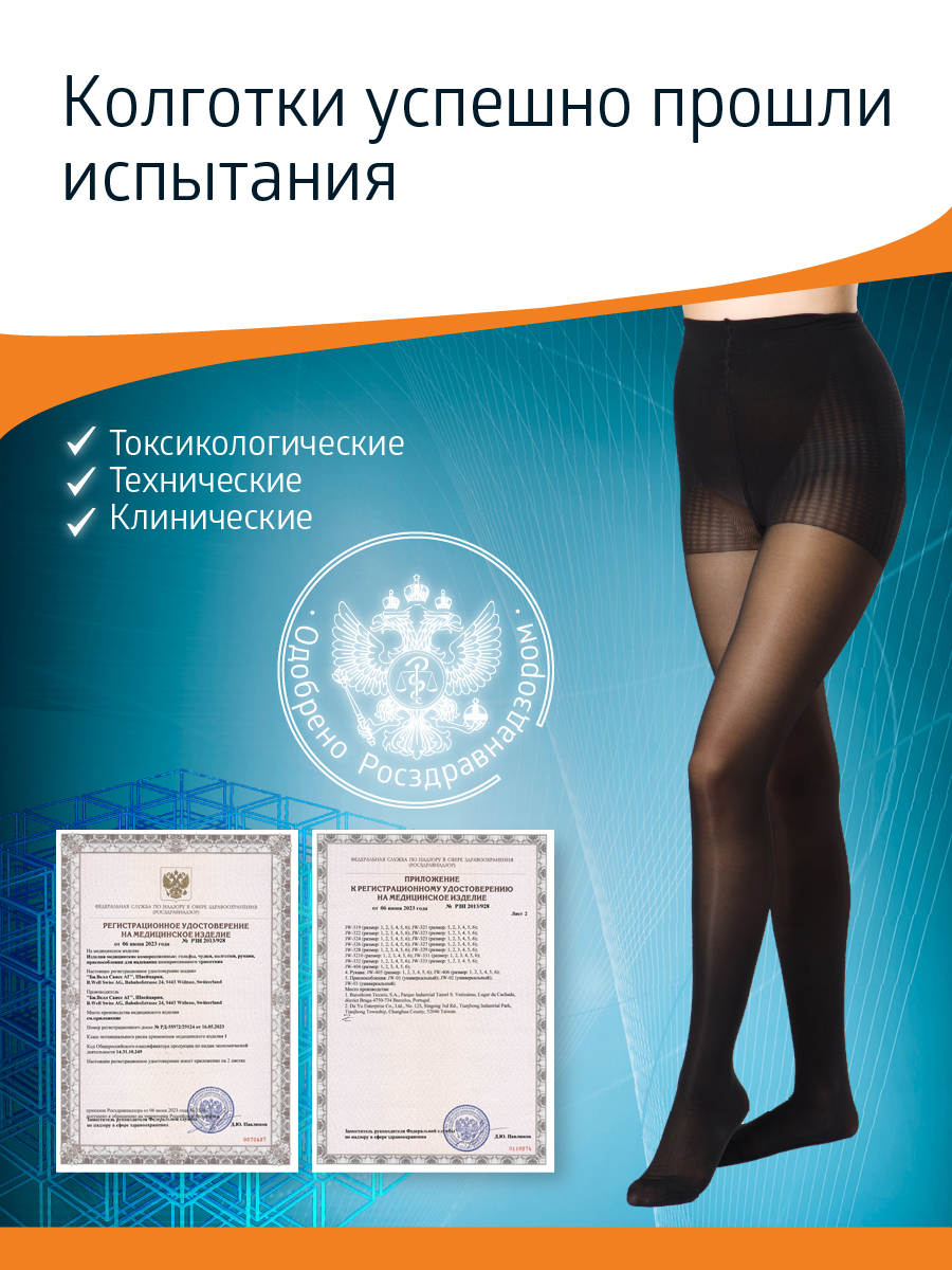 Колготки компрессионные B.Well JW-321Nero - фото 16