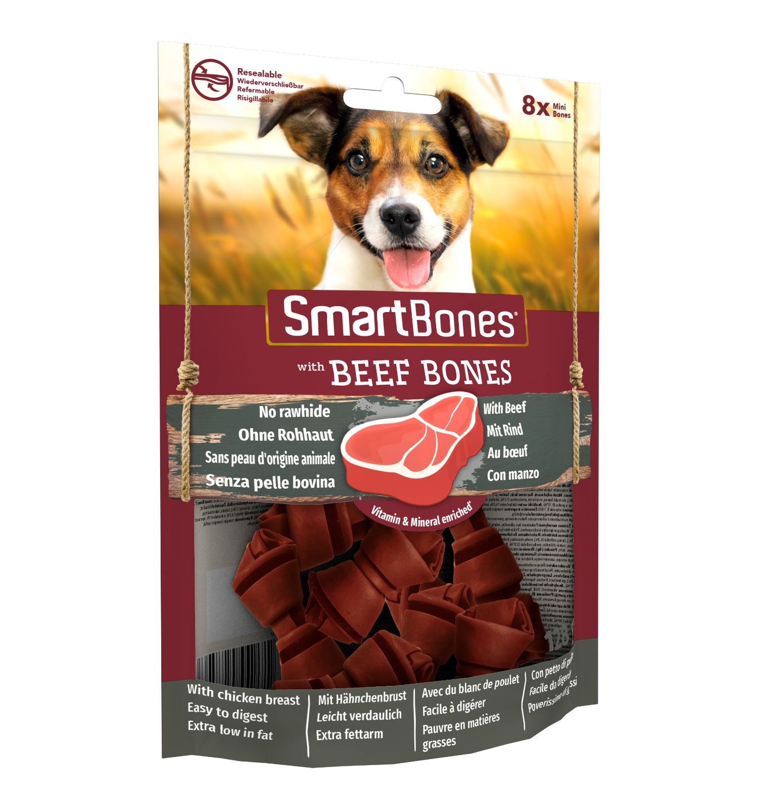 Лакомство для собак косточки Smart Bones с говядиной мини 8шт - фото 3
