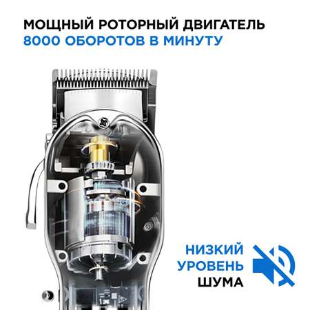 Машинка для стрижки Dykemann беспроводная DH44 для барбера с керамическими лезвиями и дисплеем