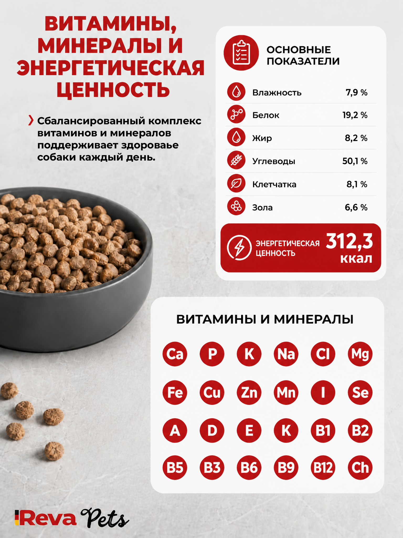 Корм для собак Reva Care сухой полнорационный для собак всех пород с говядиной, 2 кг - фото 3
