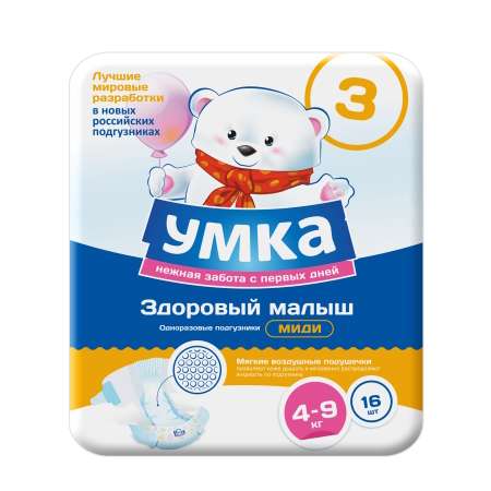 Подгузники Умкa M (4-9 кг) 16 шт.