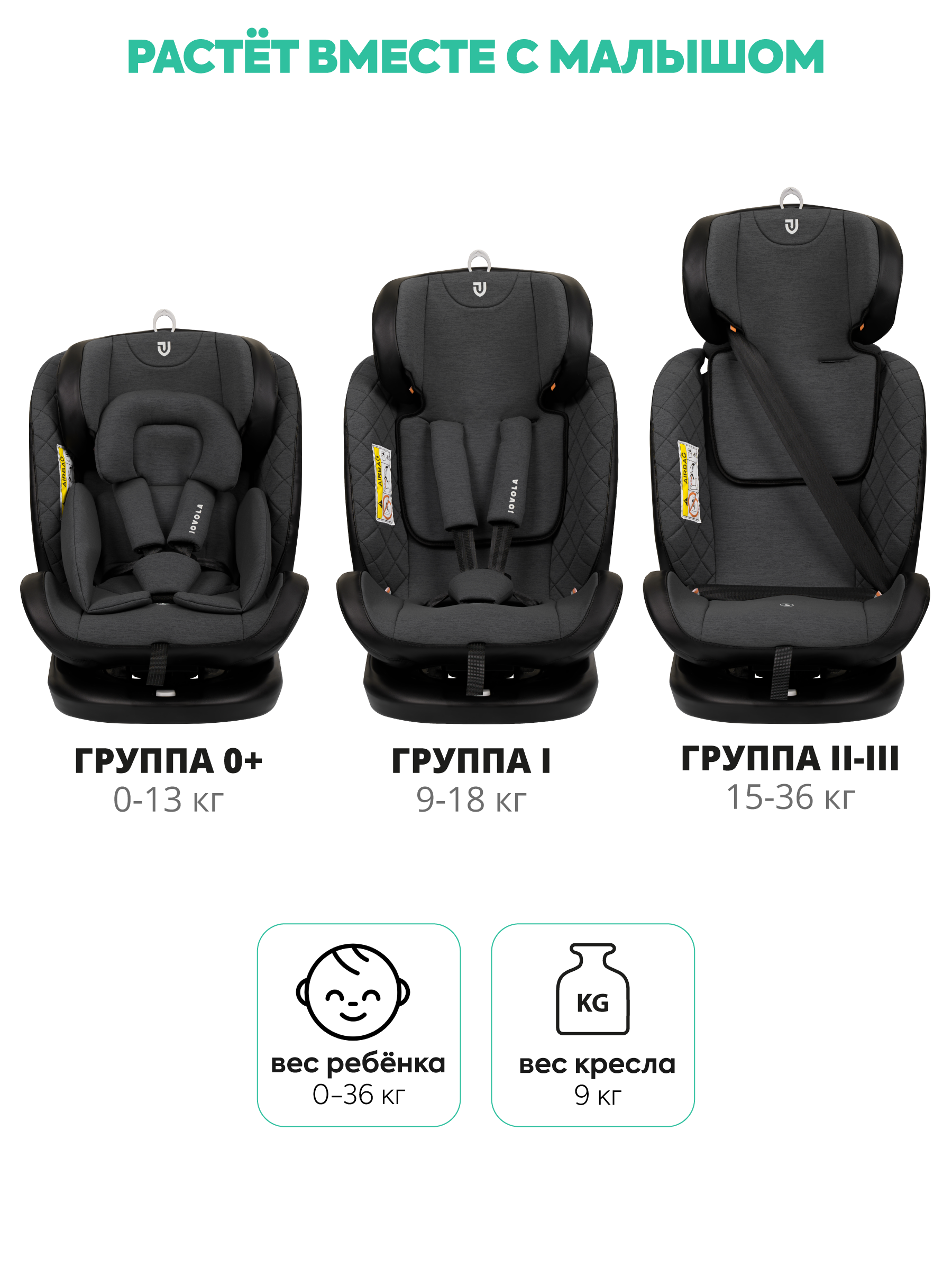 Автокресло Indigo Jovola Fuller сер.-черная кожа Isofix 0+/1/2/3 (0-36 кг) серый - фото 12