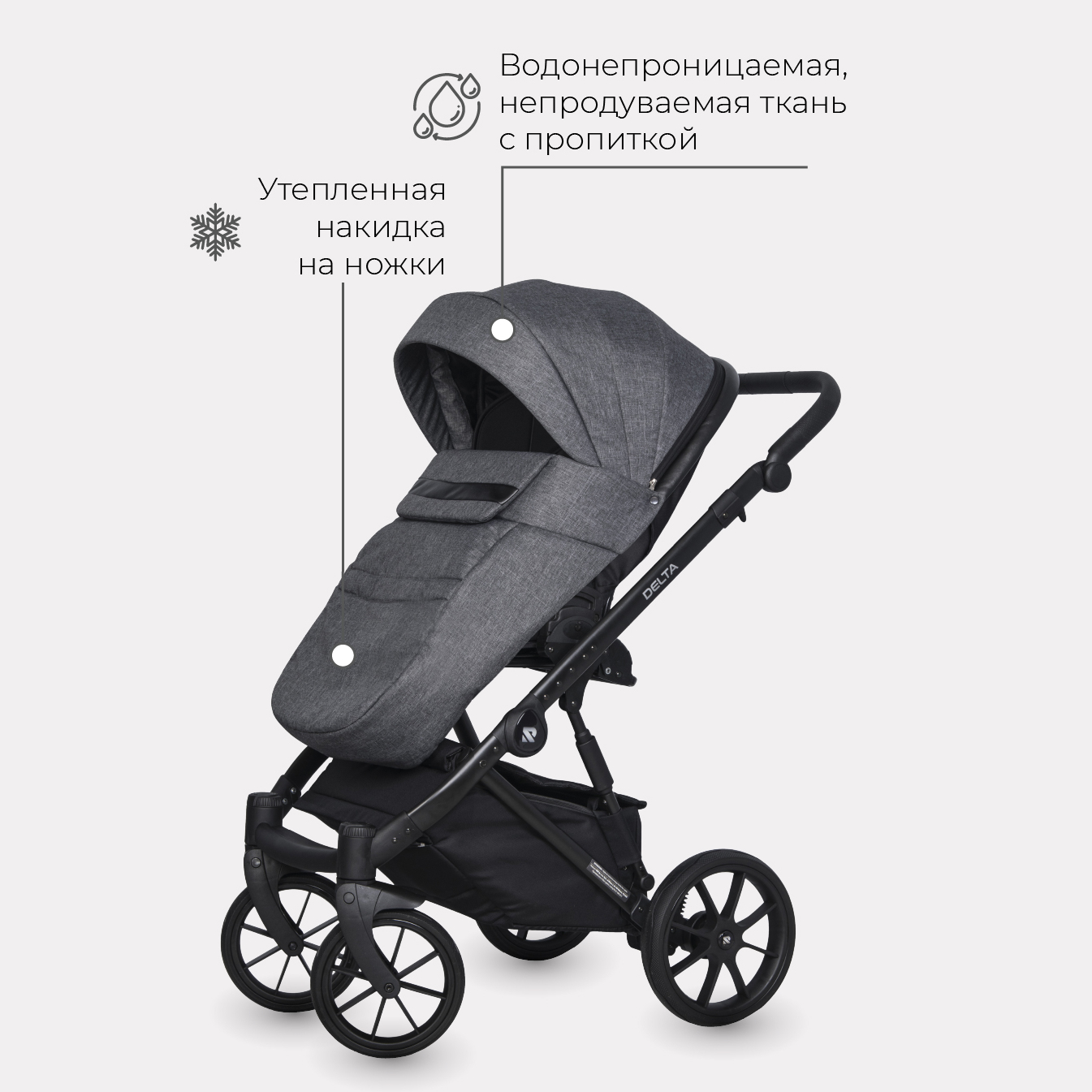 Коляска 3в1 Riko Basic Delta Carbon - фото 7