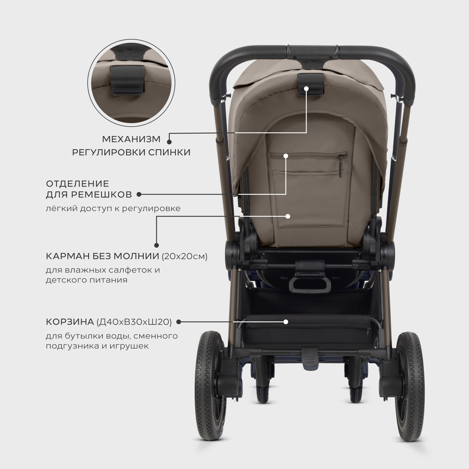 Коляска 3в1 MOWbaby Zoom new 3в1, milky бежевый - фото 14
