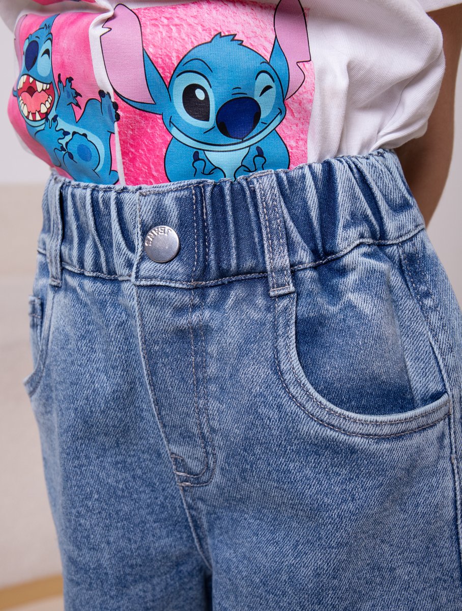 Джинсы iUkoworld Джинсы для девочки на резинке широкие - фото 4