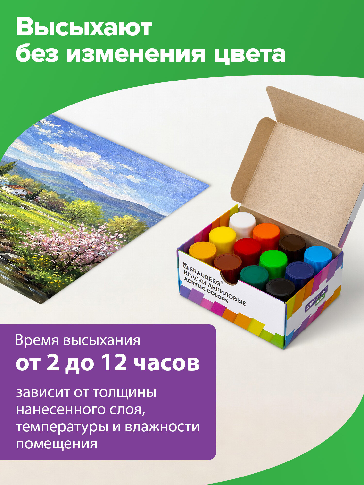 Краски акриловые Brauberg 12 цв. - фото 7