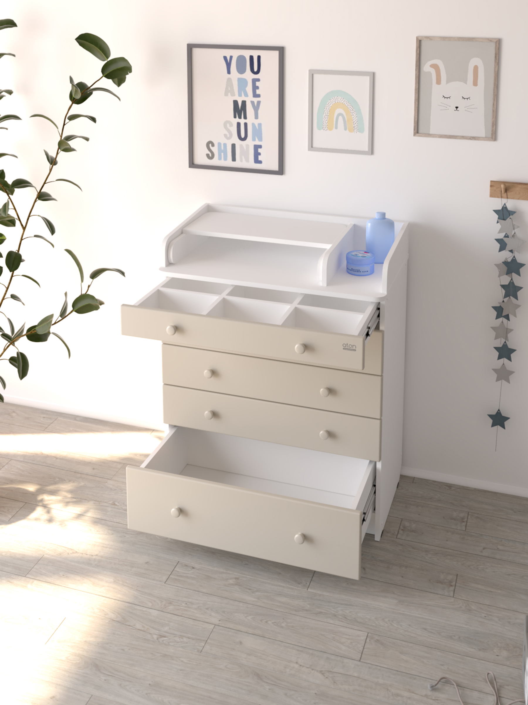 Комод пеленальный Aton Maks белая аляска-серый шелк - фото 4