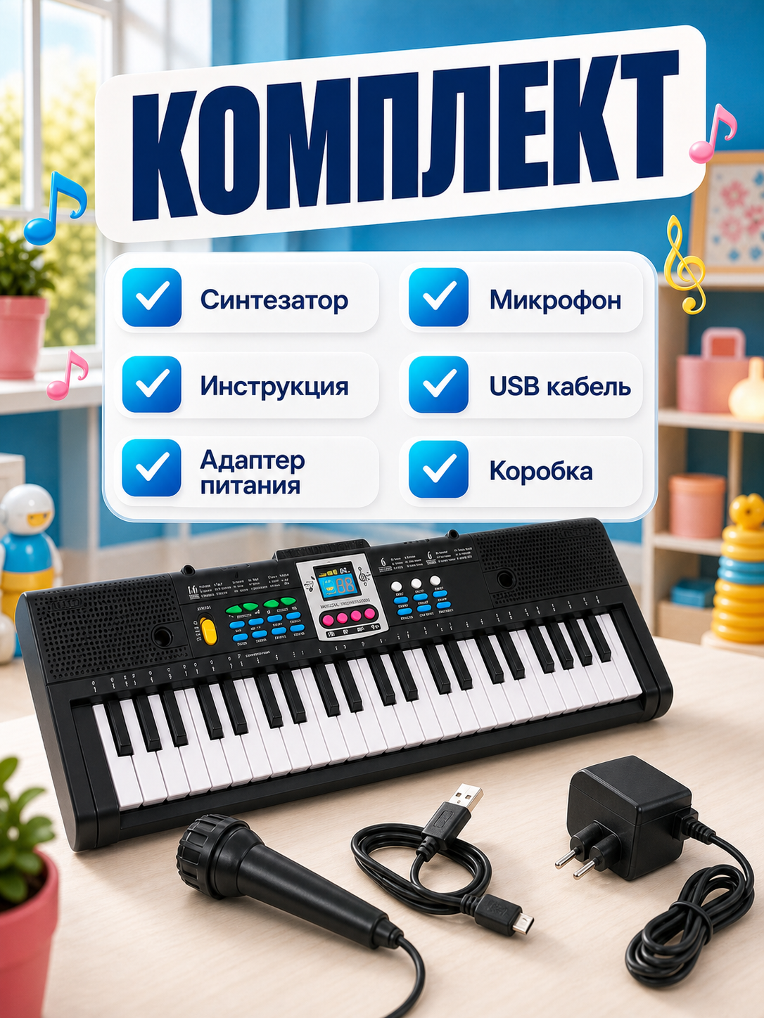 Игрушка музыкальная FAIRYMARY 61 клавиша Детский развивающий синтезатор, пианино - фото 6