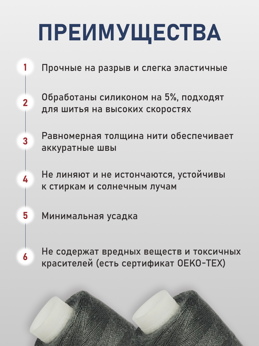 Нитки для шитья 40/2 Bestex 10шт цв 188 - фото 3