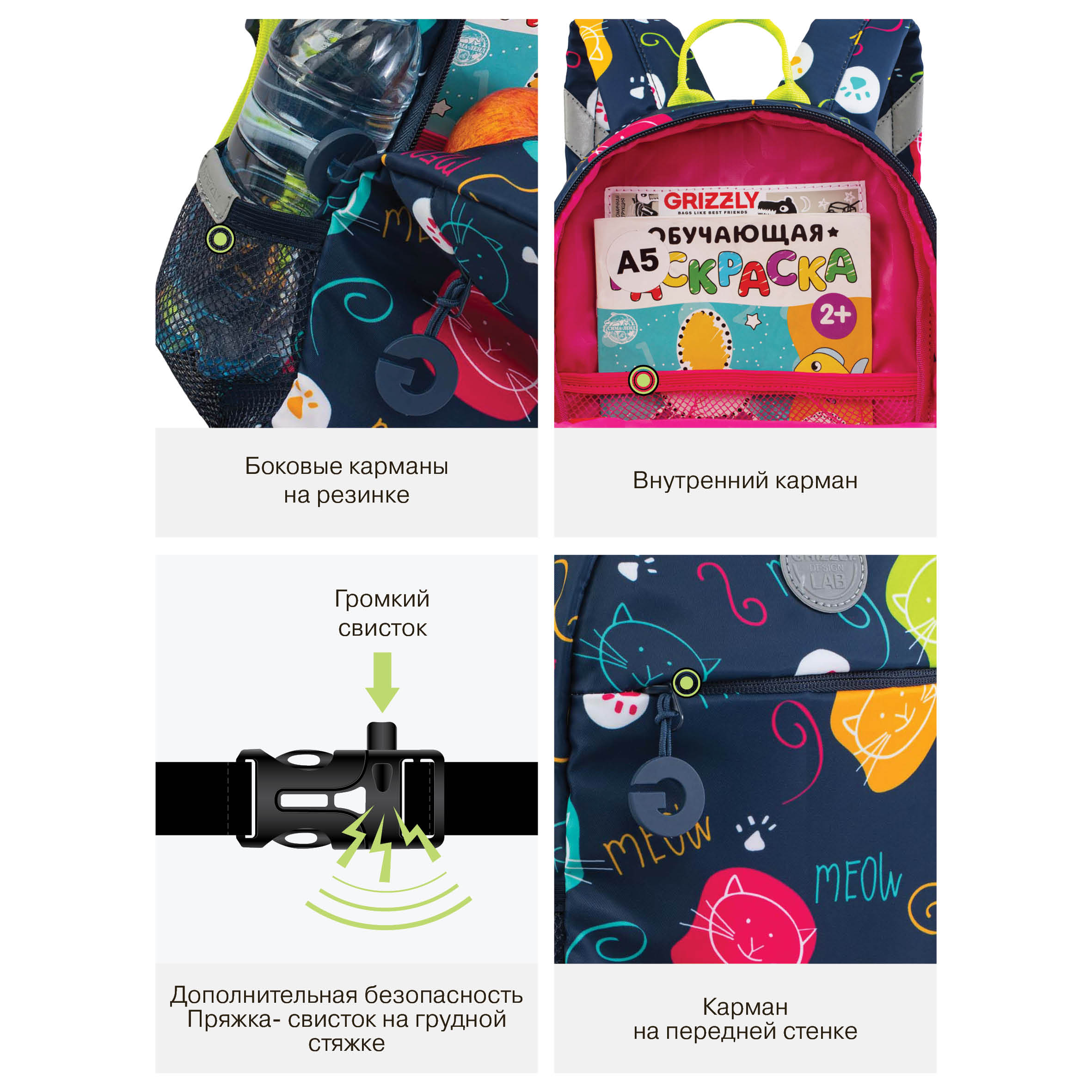 Рюкзак дошкольный Grizzly Мяу - фото 12