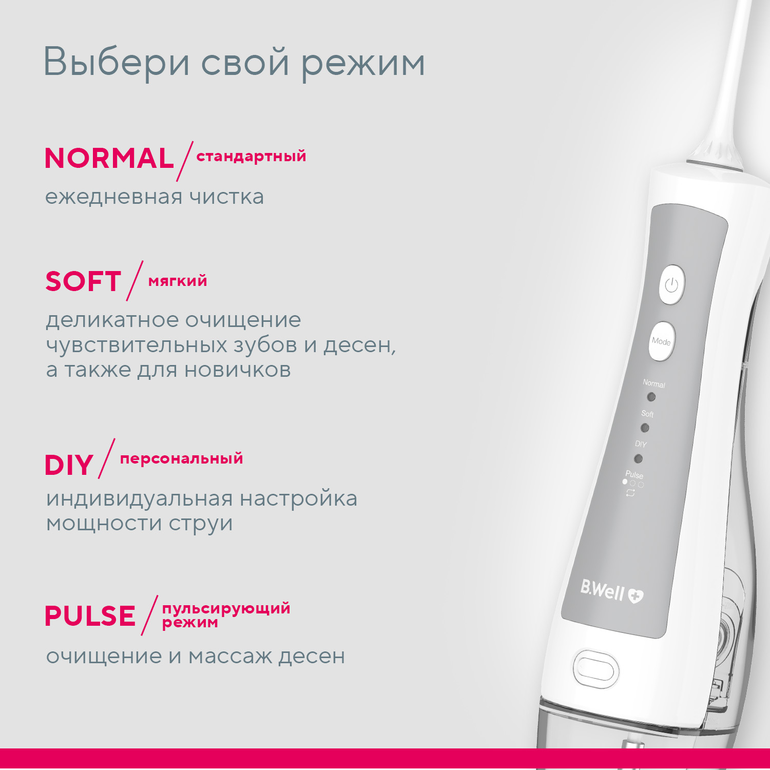 Ирригатор B.Well импульсный 4 реж. - фото 8