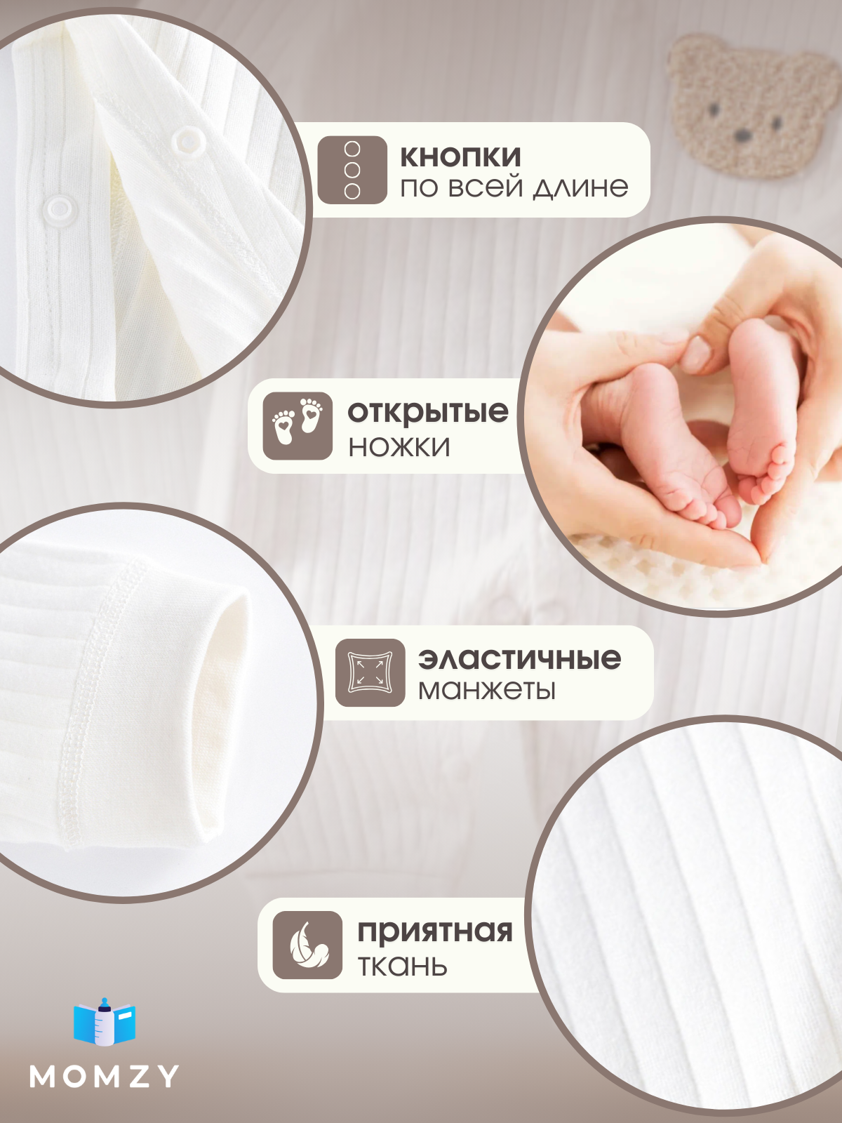 Комбинезон Momzy слип белый - фото 2