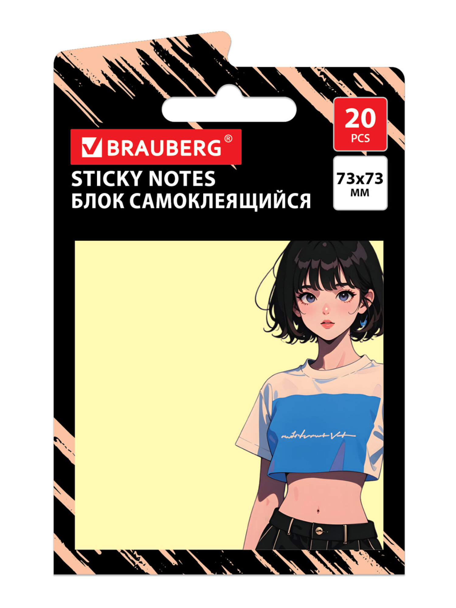 Стикеры для заметок Brauberg блок для записей самоклеящийся 20 листов аниме - фото 2
