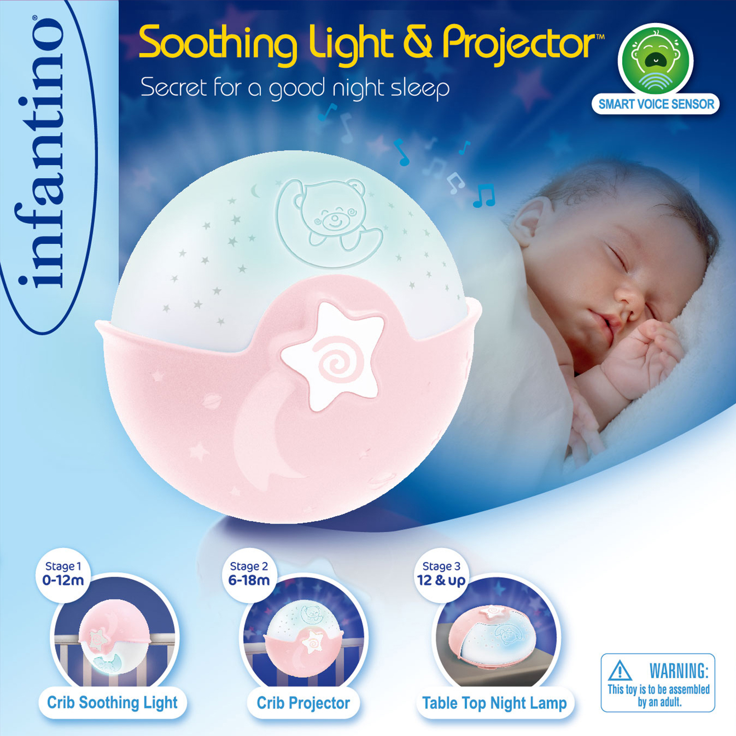 Игрушка ночник, проектор INFANTINO Ночник-проектор розовый - фото 5