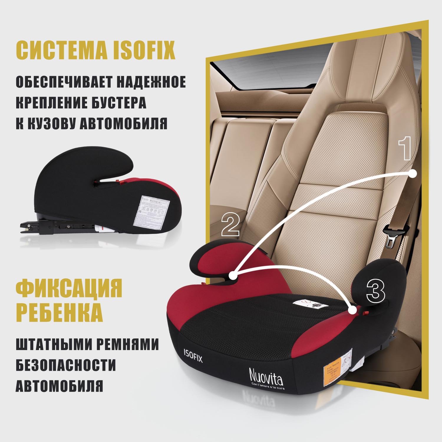 Автокресло Nuovita Maczione NBi-1 Isofix 3 (22-36 кг) красный - фото 4