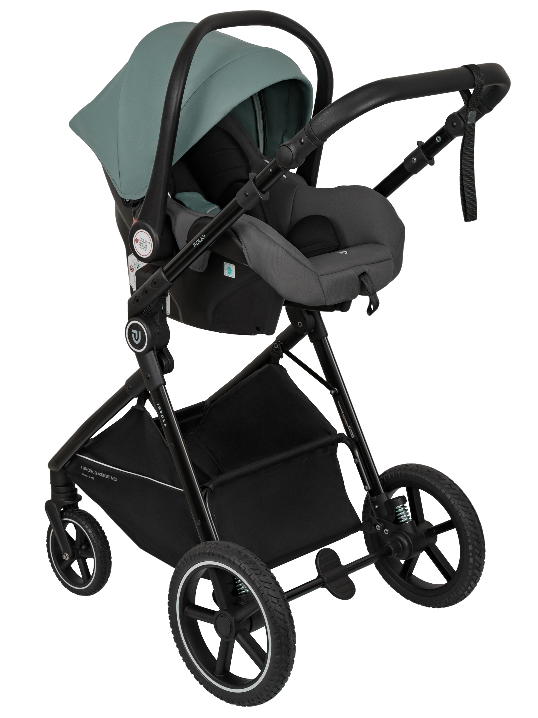 Коляска трансформер JOVOLA Folk+ 3в1 зеленый - фото 17
