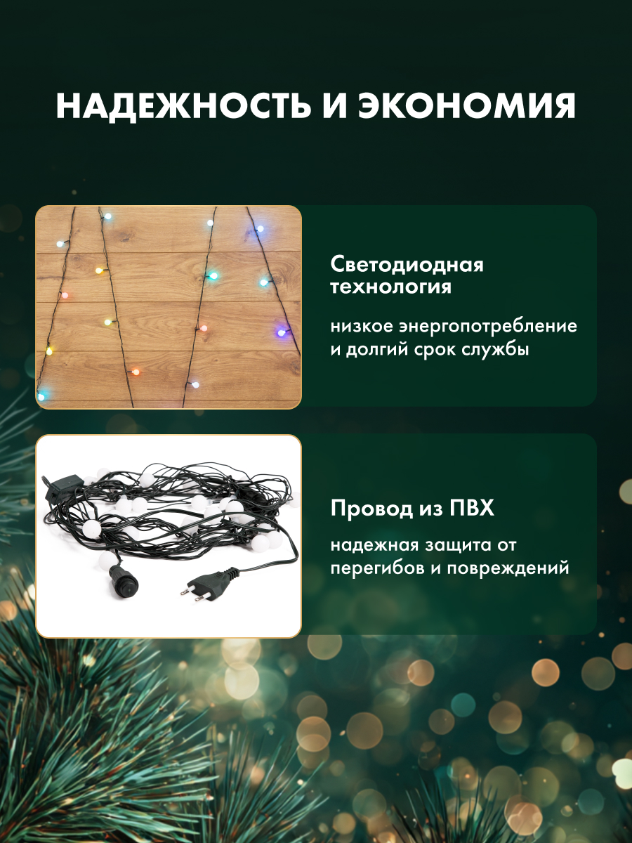 Светодиодная гирлянда NEON-NIGHT 18 мм с эффектом смены цветов RGB - фото 3