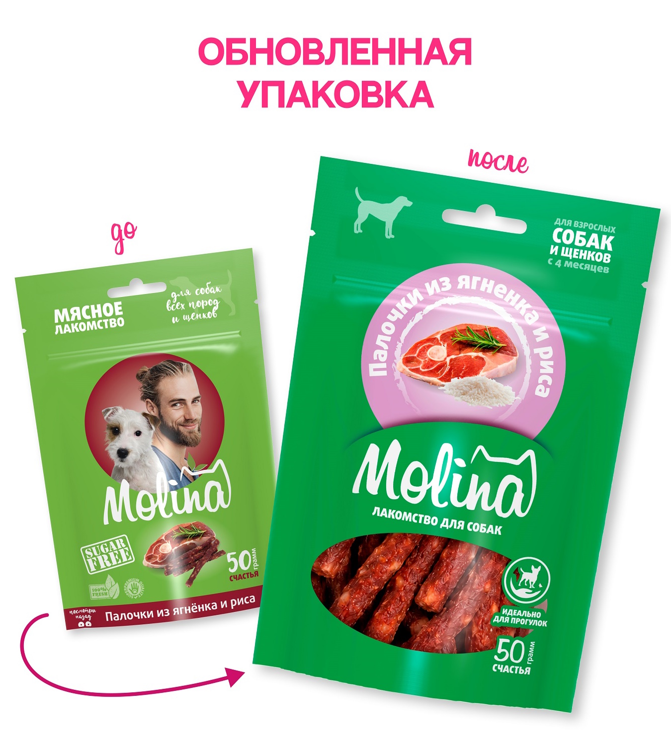 Лакомство для собак и щенков Molina палочки из ягнёнка и риса 50г - фото 5
