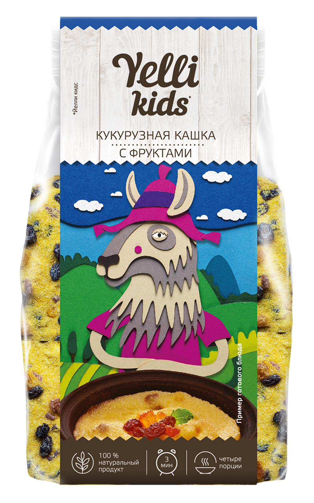 Кашка Yelli Kids кукурузная с фруктами 120г - фото 2