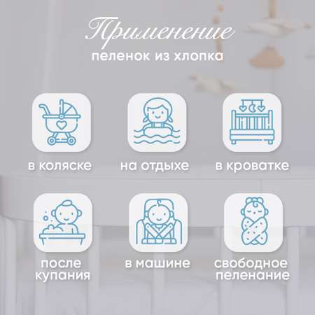 Пеленки для новорожденных Mrs.Stretch Mr.Jersy хлопок 90х110 набор 3 шт цвет голубой / белый