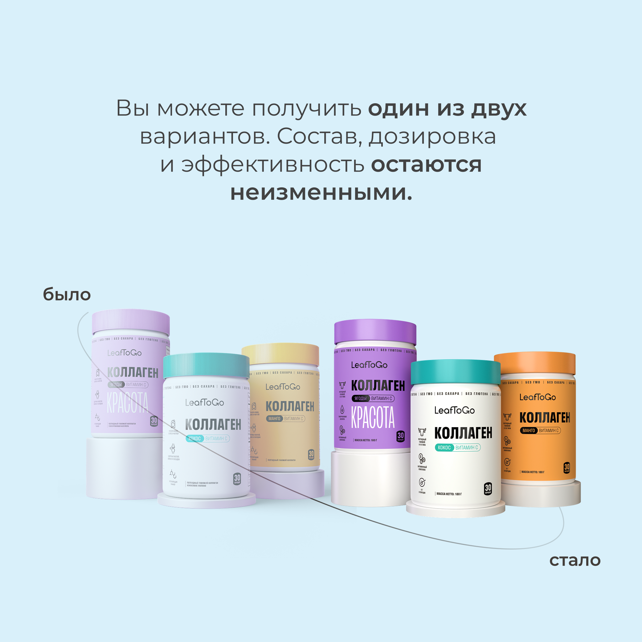 Коллаген пептидный+Витамин С LeafToGo Коллаген пептидный порошок + витамин С Ассорти 3шт по 180г - фото 4