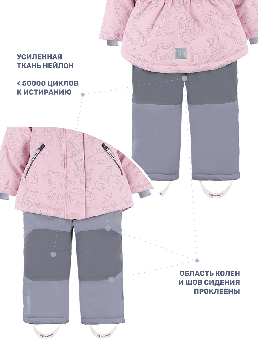 Куртка и полукомбинезон NIKASTYLE 7з0224 пудра/серый - фото 6