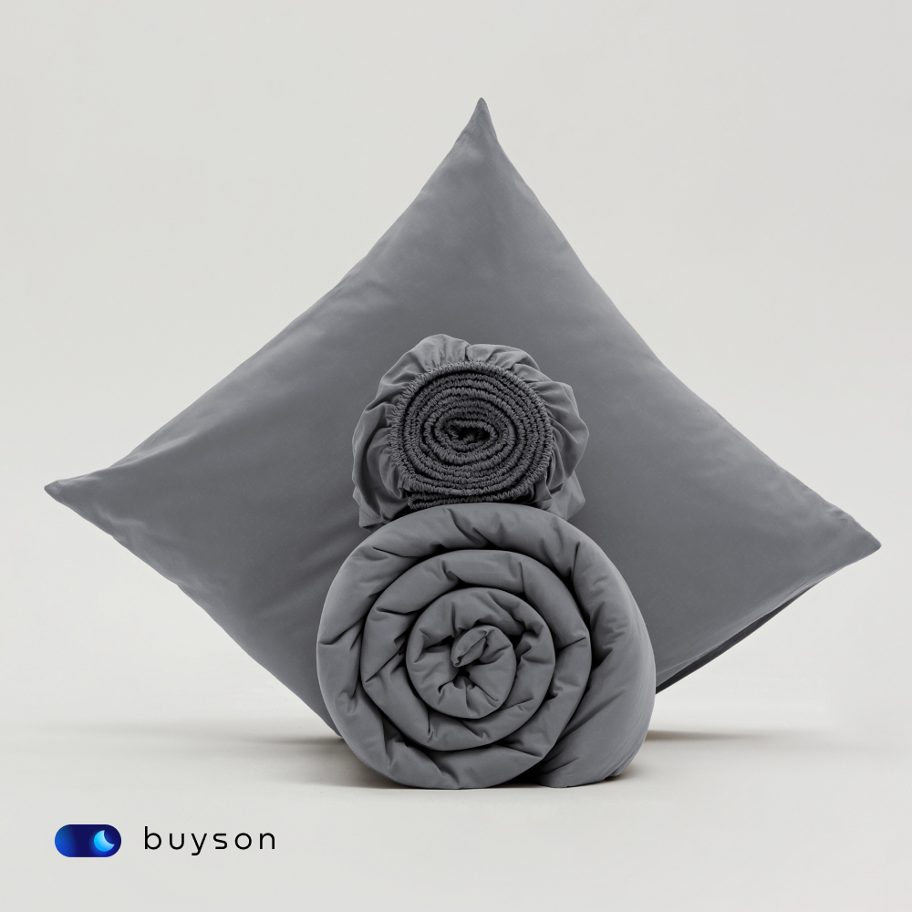 Пододьяльник buyson BuyDream 175х215 см, хлопок (поплин) графит - фото 8