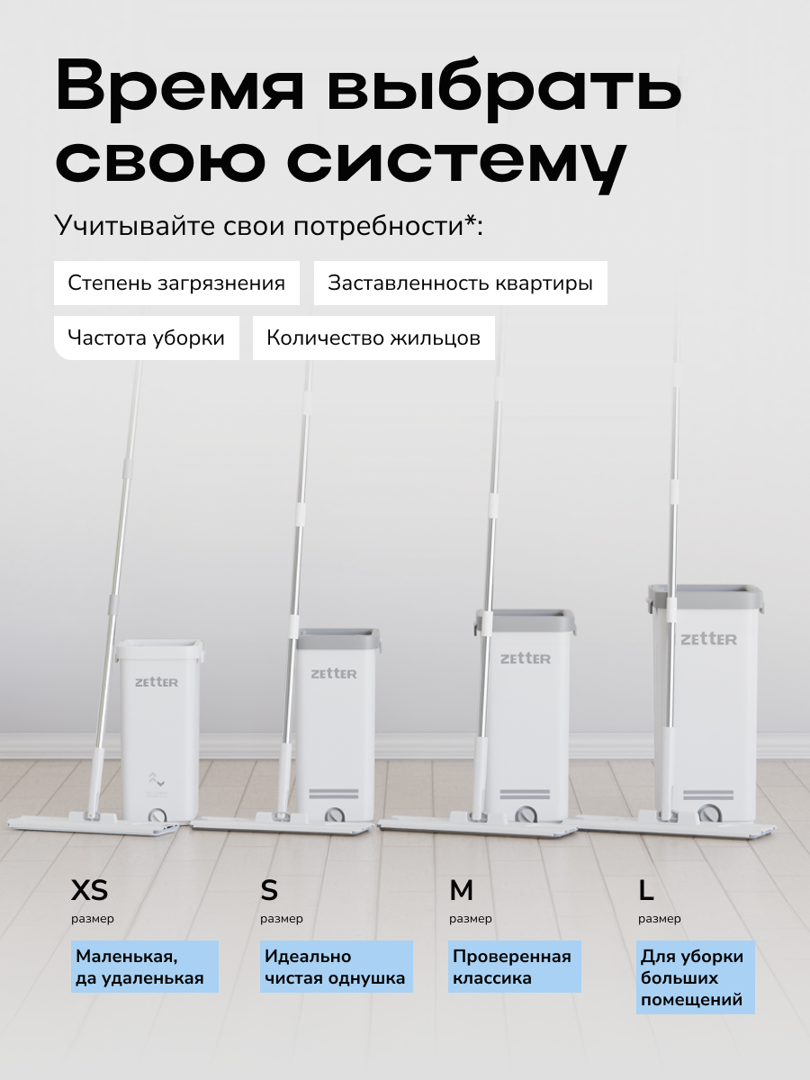 Швабра с отжимом и ведром Zetter XS 2.0 (5,5 л) - фото 13