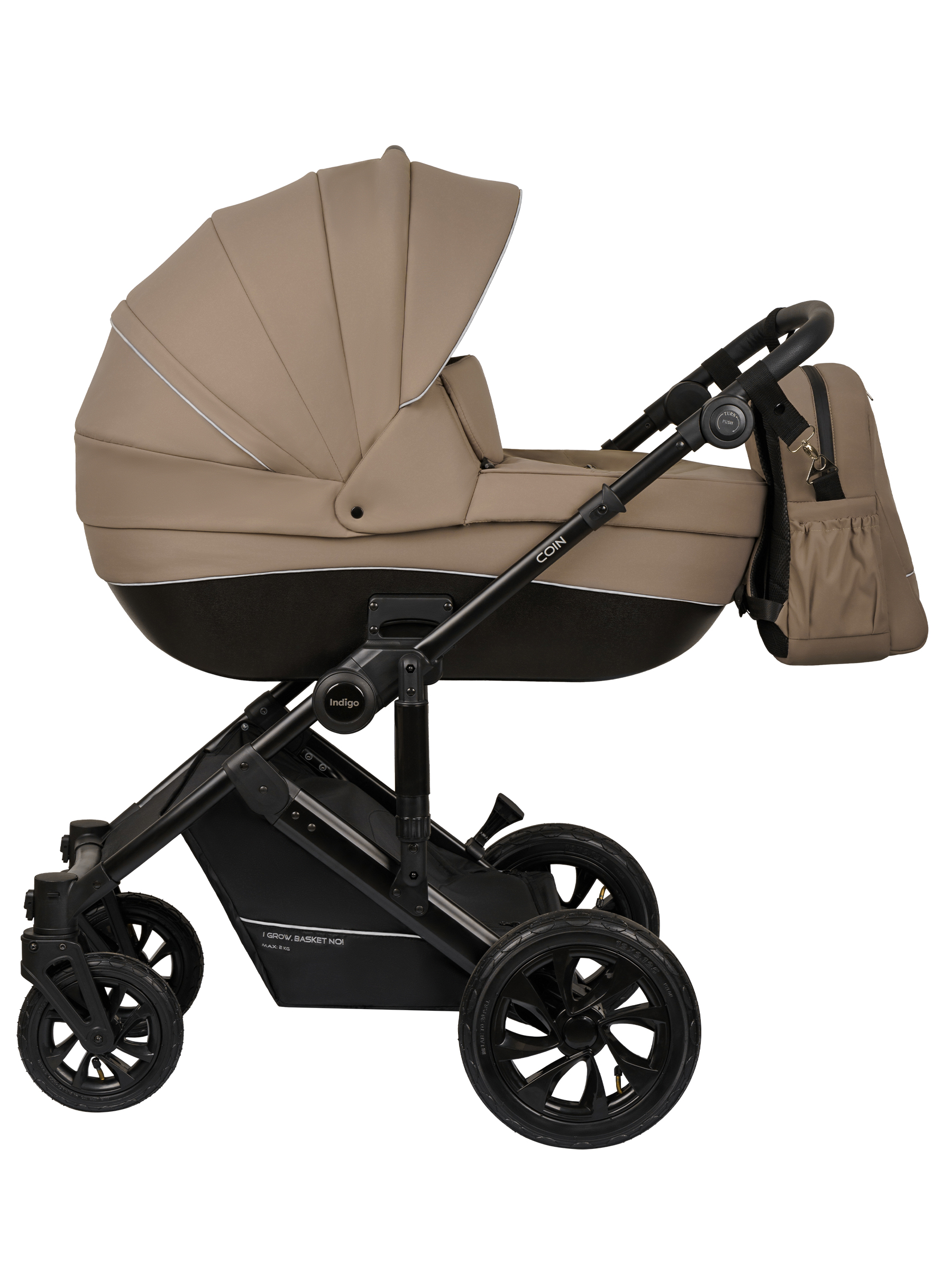 Коляска 3в1 Indigo Coin темно-бежевый - фото 2