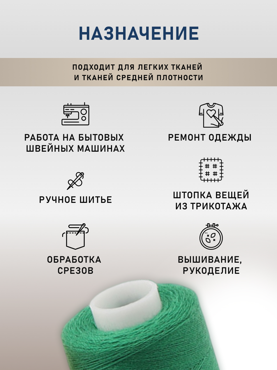 Набор ниток Bestex для шитья трикотажа ткани легкой и средней плотности 40/2 Желто - зеленые 400 ярд 10 шт - фото 3