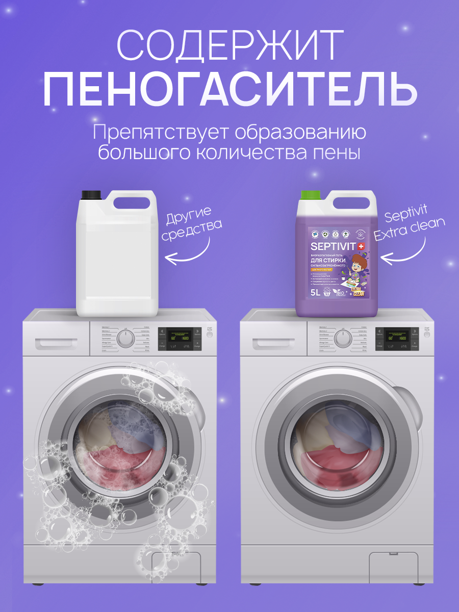 Гель для стирки SEPTIVIT EXTRA CLEAN для цветного 5л - фото 6