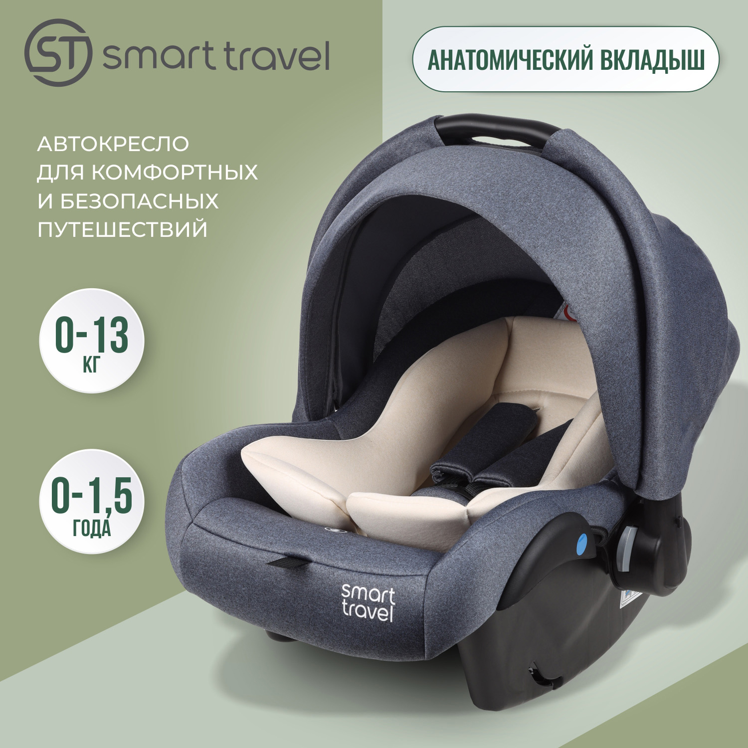 Автокресло SmartTravel First Lux 0 (0 -13 кг) синий - фото 1