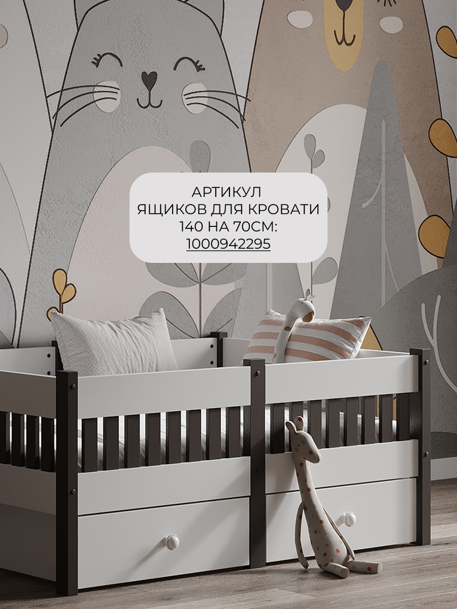 Кровать односпальная Moms charm Бортики (белый, венге) - фото 3