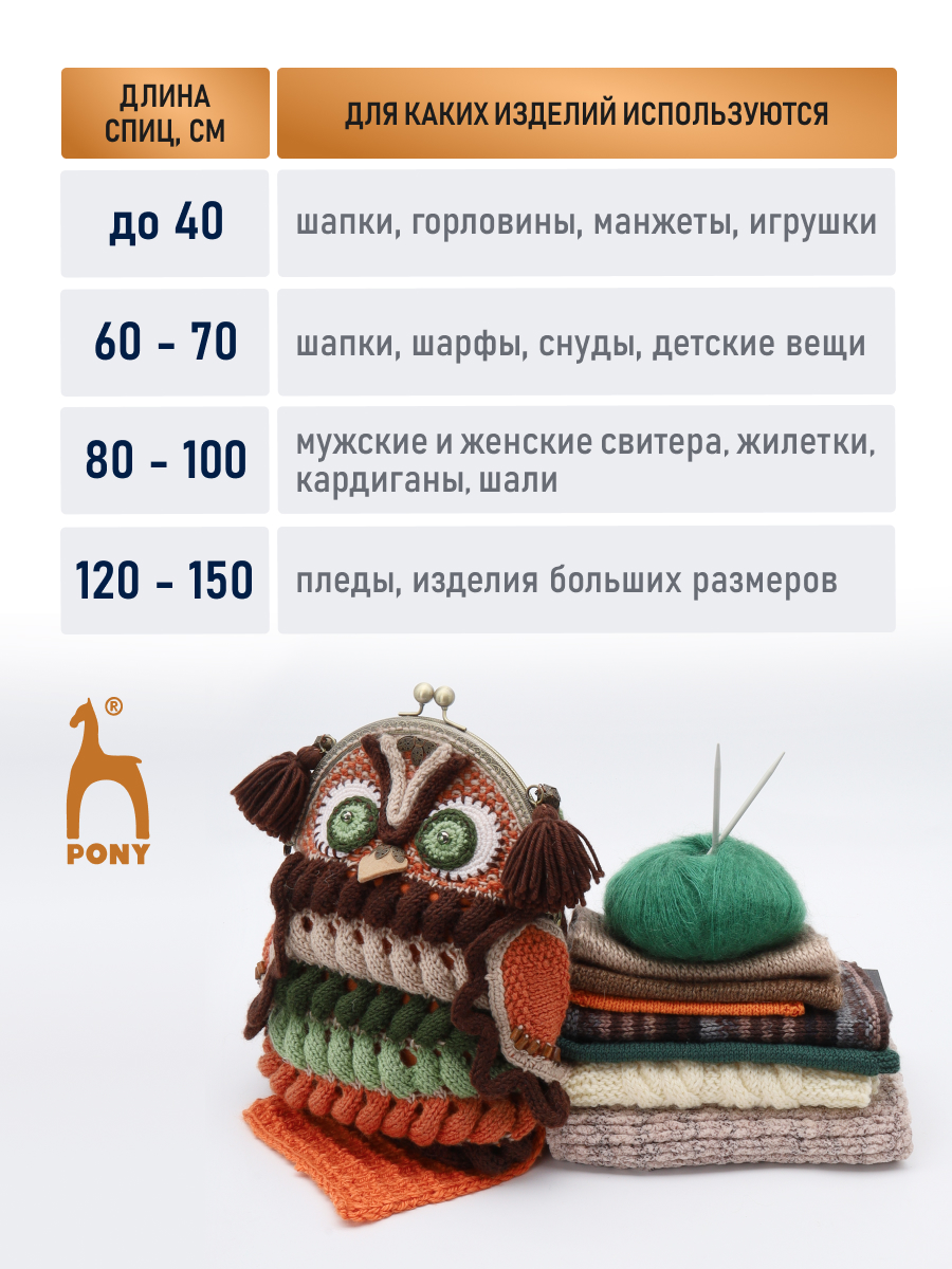 Спицы для вязания Pony круговые 7 мм 120 см - фото 5