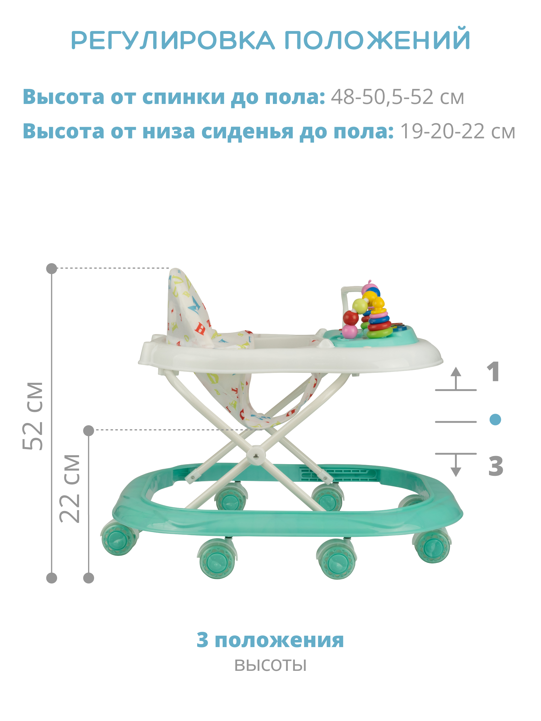 Ходунки Indigo Abc C бирюзовый - фото 3