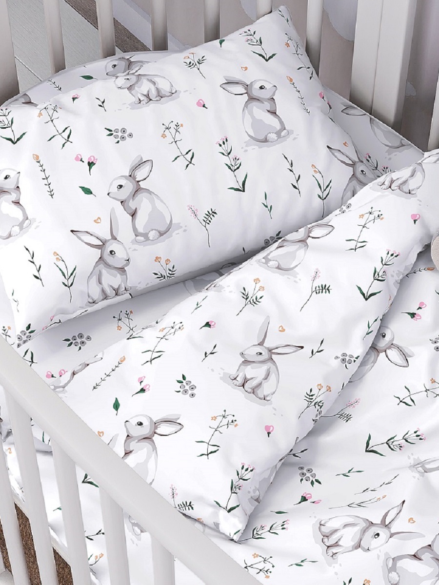 Комплект постельного белья Lemony kids Зайчики с веточкой детский 3 предм. - фото 1