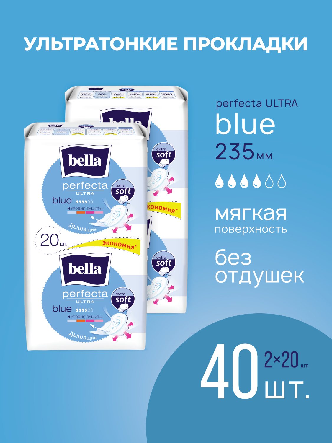 Прокладки ультратонкие BELLA Perfecta Ultra Blue 20 шт. х 2 уп. - фото 1