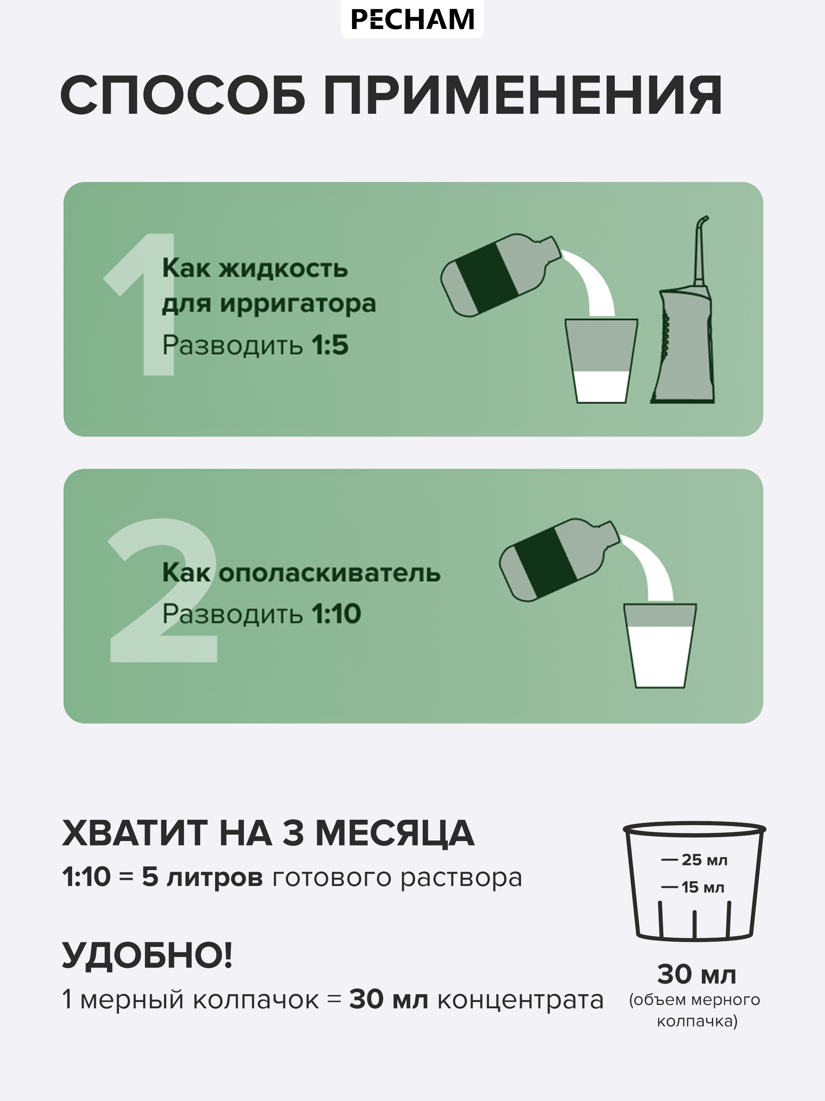 Ополаскиватель, жидкость для ирригатора PECHAM 500 мл - фото 9