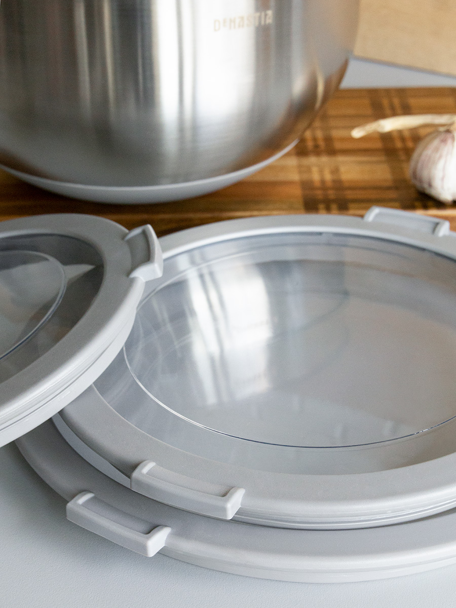 Миска DeNASTIA с прозрачной крышкой 3 л нерж.сталь серый A000338 - фото 6