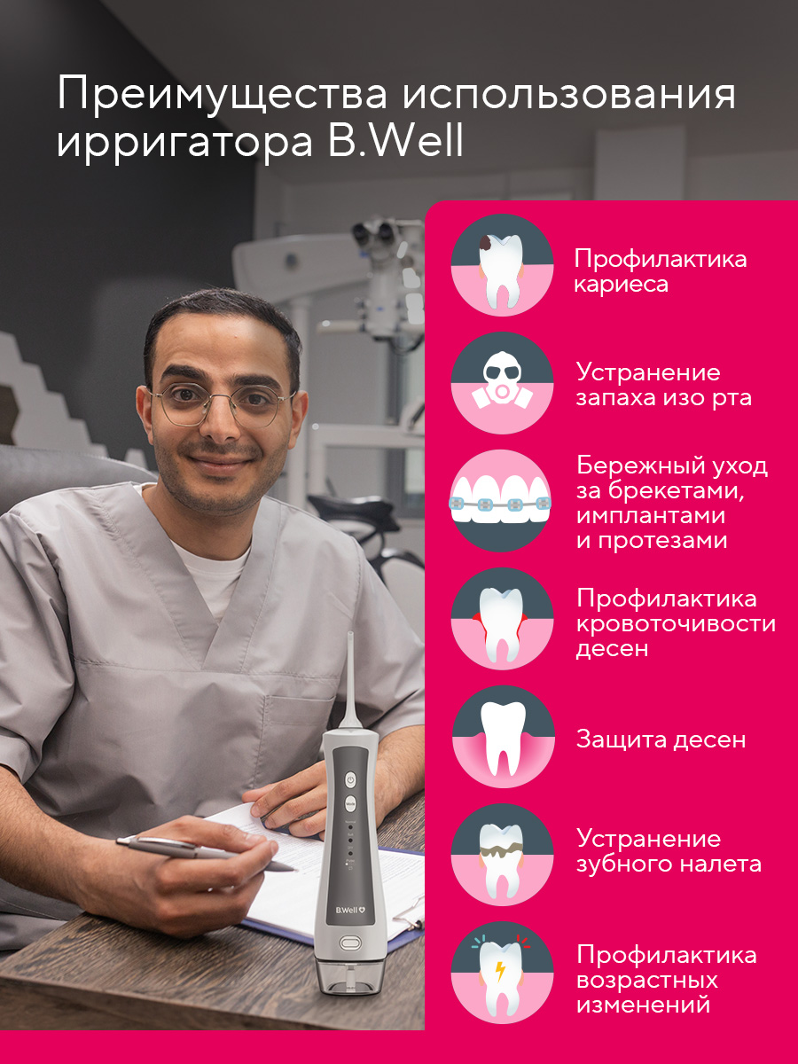 Ирригатор B.Well импульсный 4 реж. - фото 9