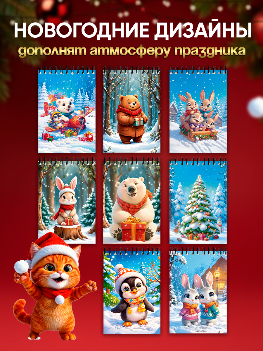 Блокнот Prof-Press Новогодние зверушки 32 лист. - фото 3