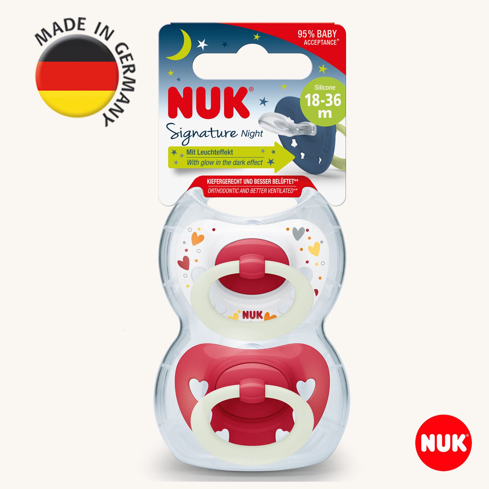 Пустышка Nuk силикон ортодонтическая от 18 мес. 2 шт. - фото 1