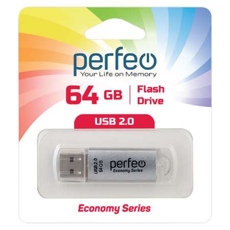 USB флеш Perfeo 64GB E01 Silver economy series