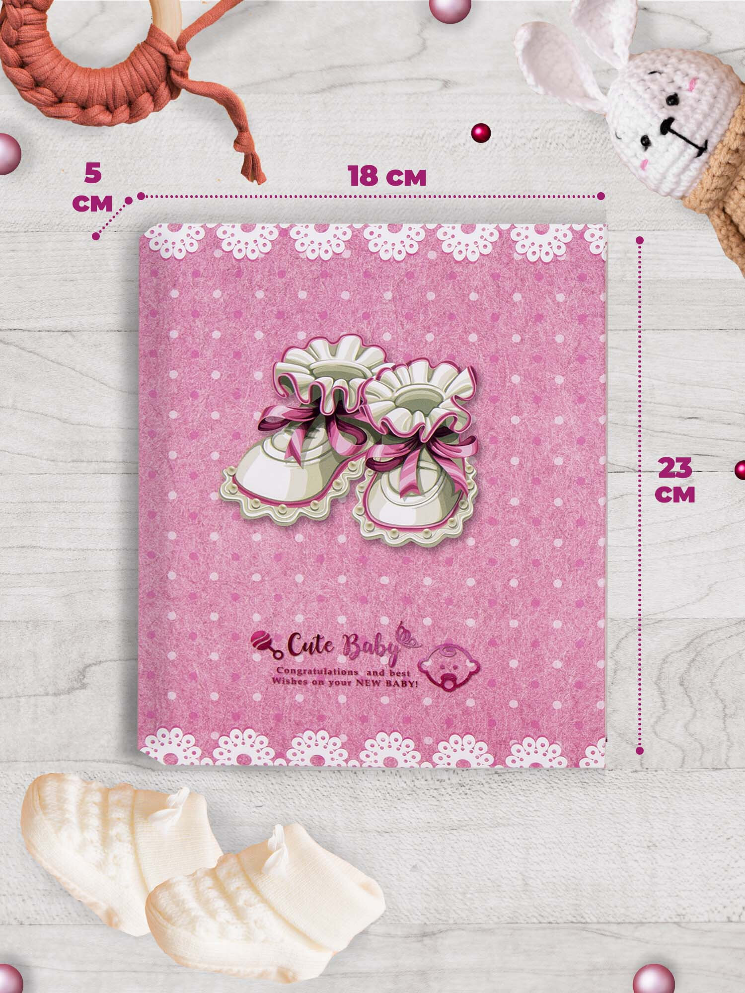 Фотоальбом Brauberg Baby shoes на 200 фото термосварка розовый - фото 3