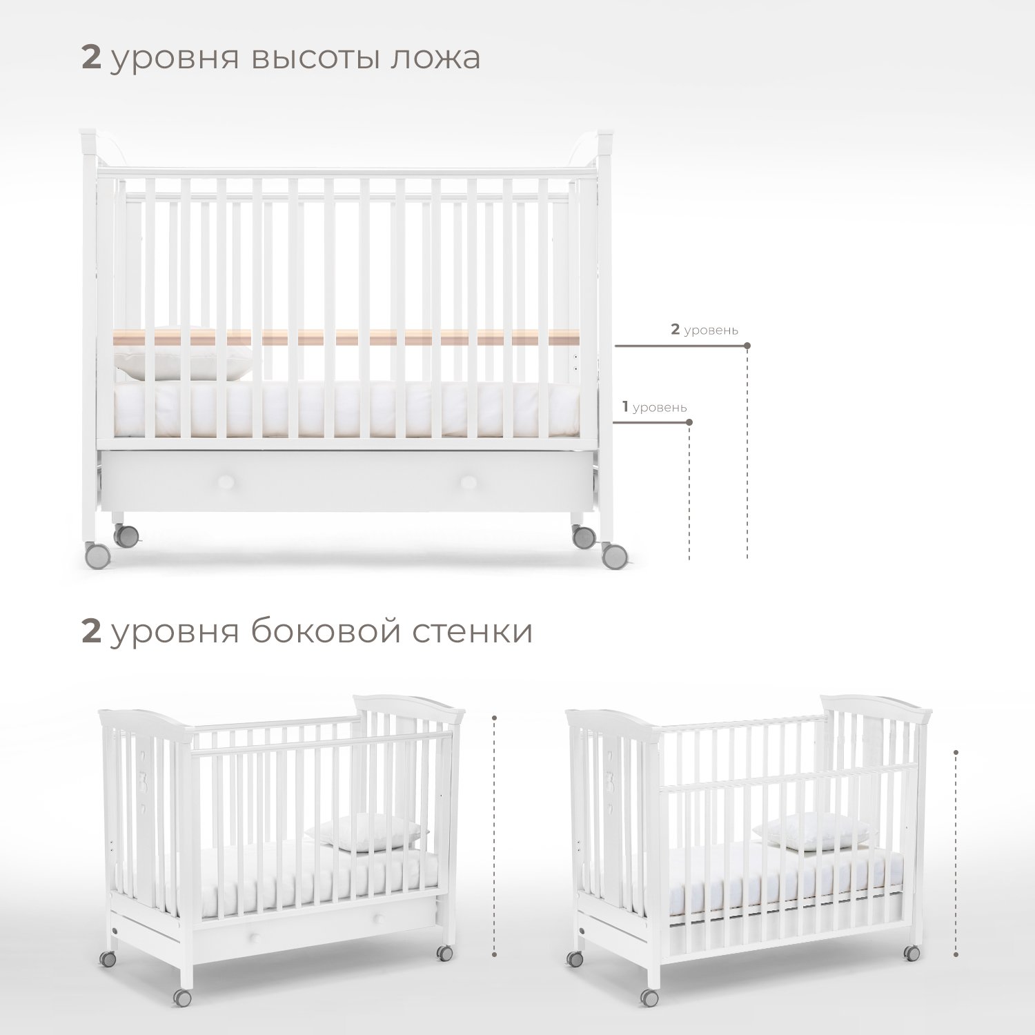 Детская кроватка Nuovita Fasto, без маятника (белый) - фото 2