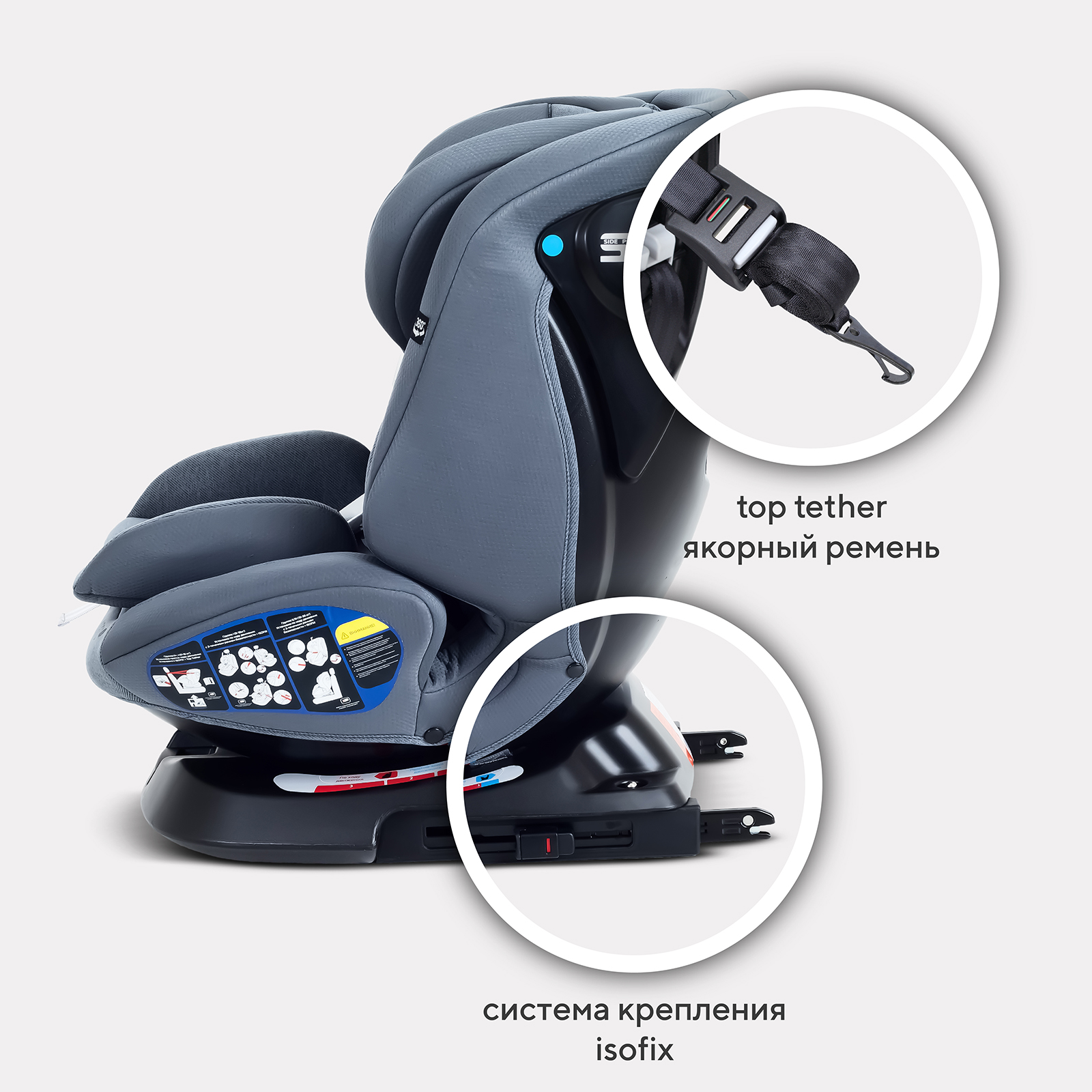 Автокресло Rant Nitro new isofix Isofix 0+/1/2/3 (0-36 кг) серый - фото 6