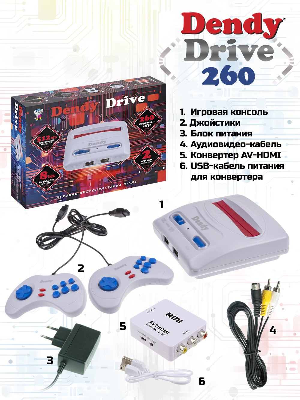Игровая приставка Dendy Drive 260 + конвертер - фото 3