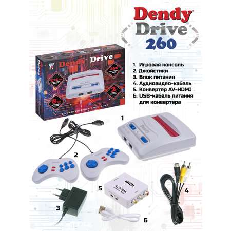 Игровая приставка Dendy Drive 260 + конвертер
