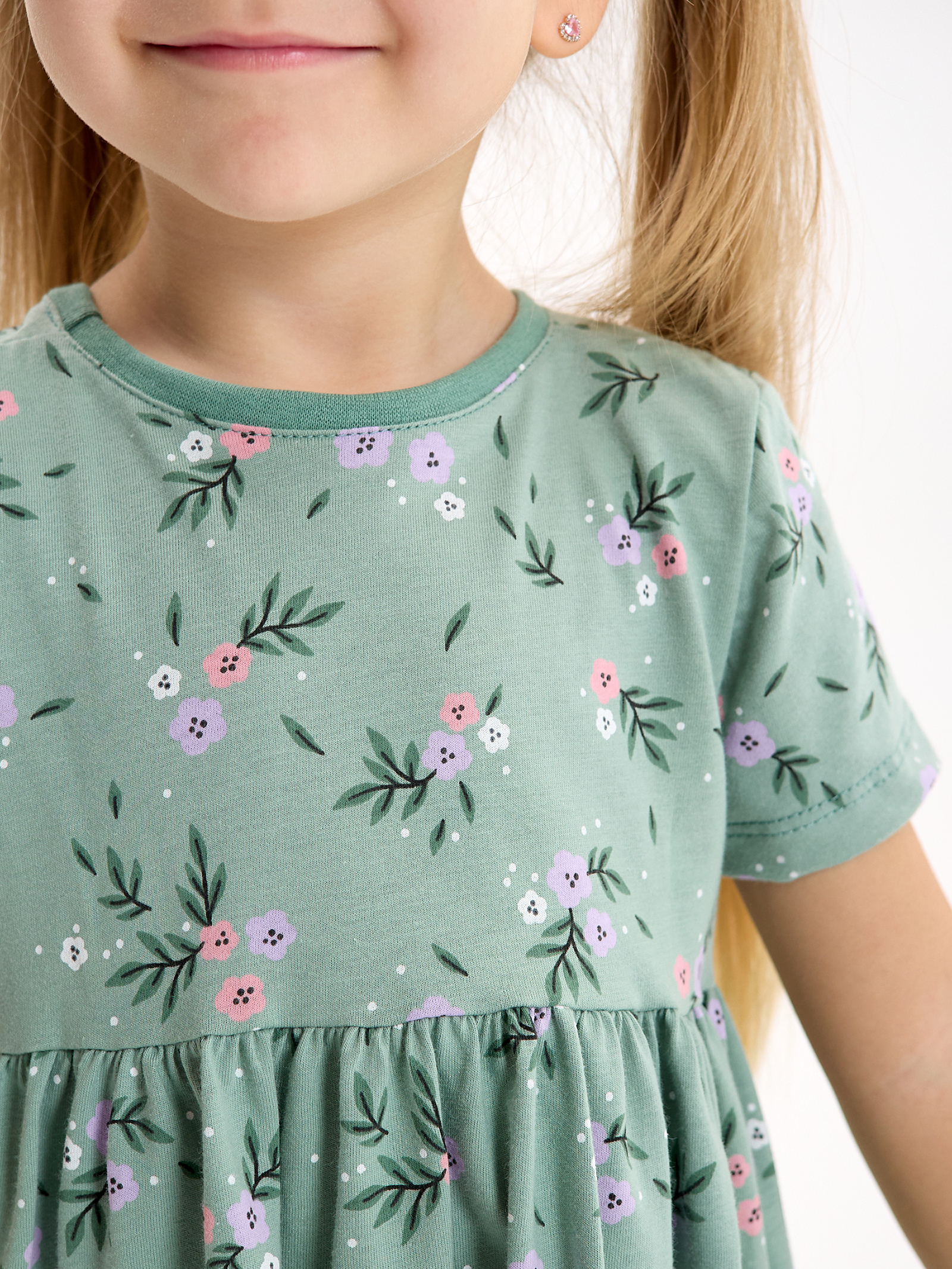 Платье LEVAKIDS платье для девочки с коротким рукавом_сказочные цветы - фото 9